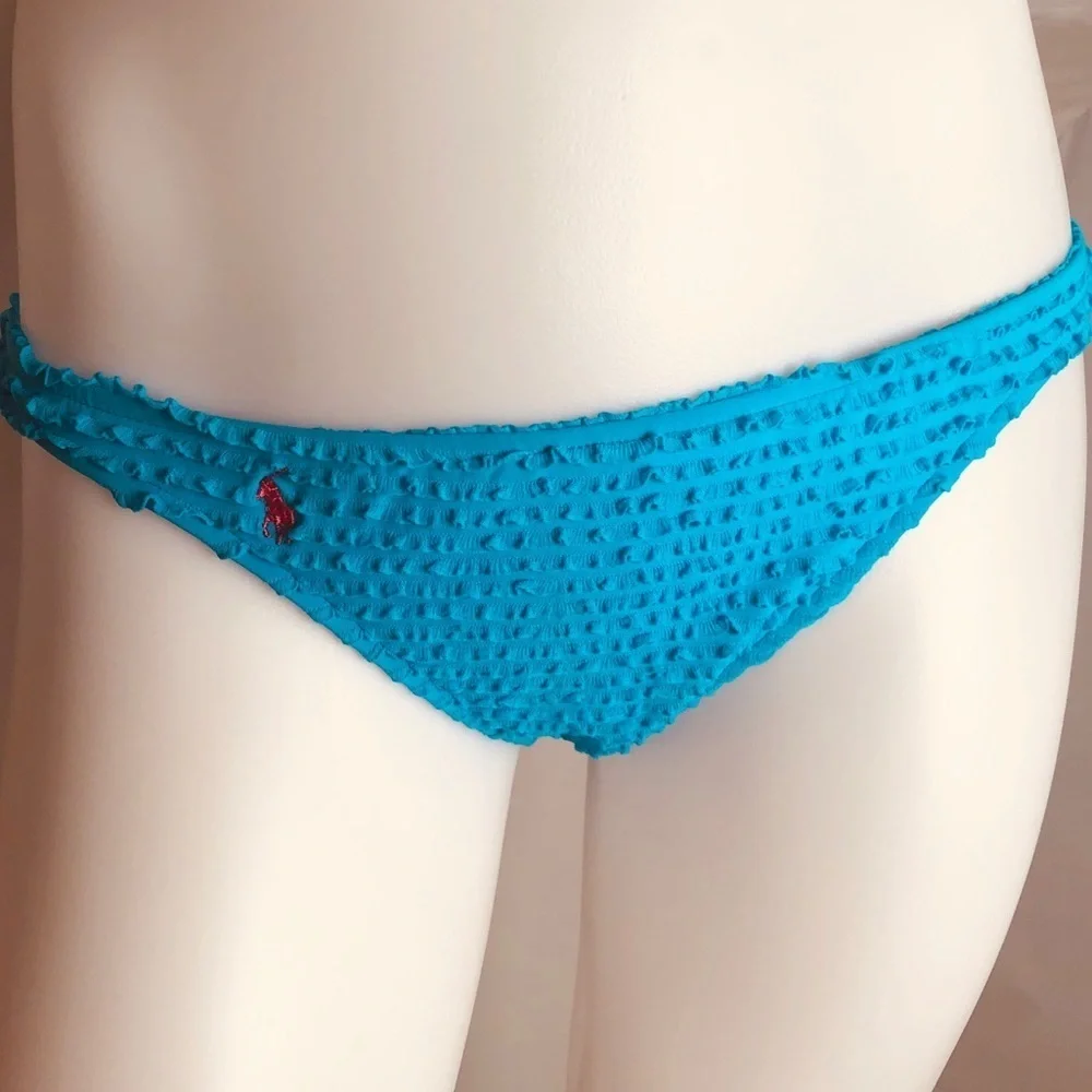 Ralph Lauren Polo turquoise ruffle bikini bottom L
